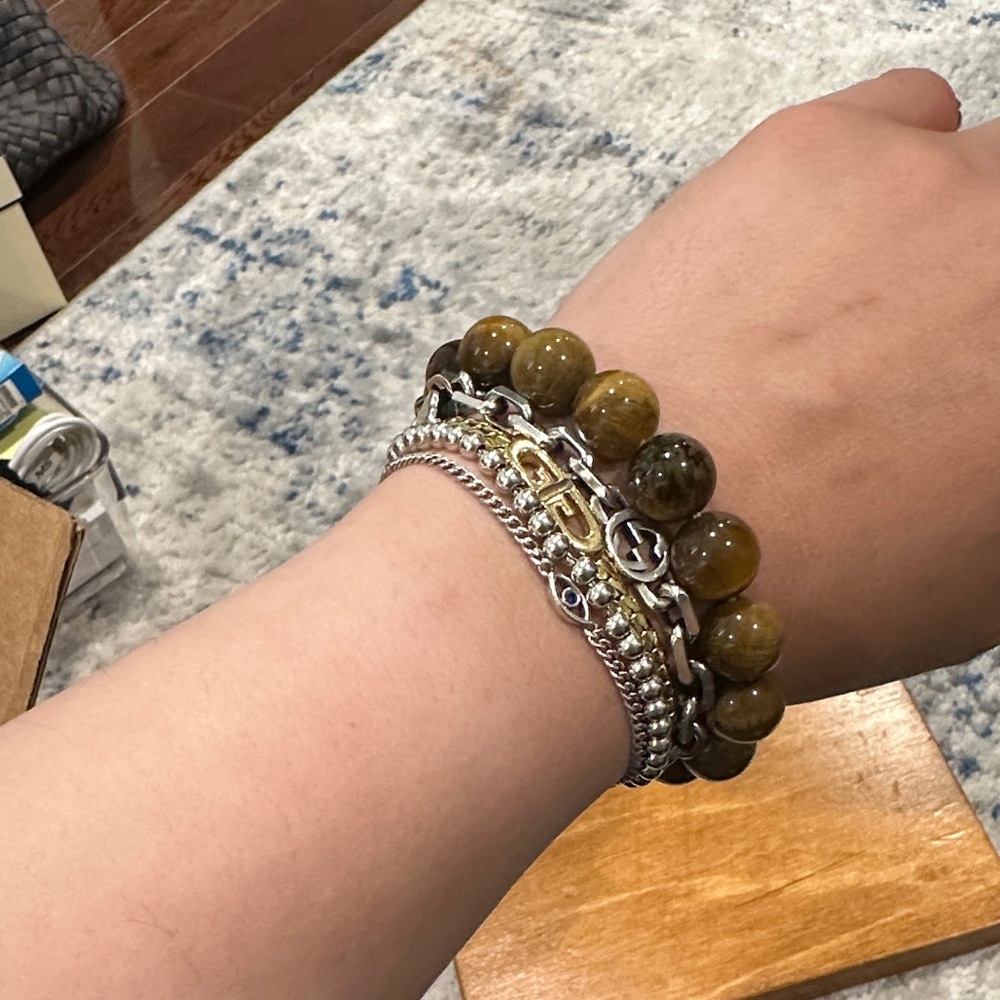 ALLSAINTS Natural Tiger's Eye Large Beaded Bracelet Healing Protection Stone - Picture 2 of 3